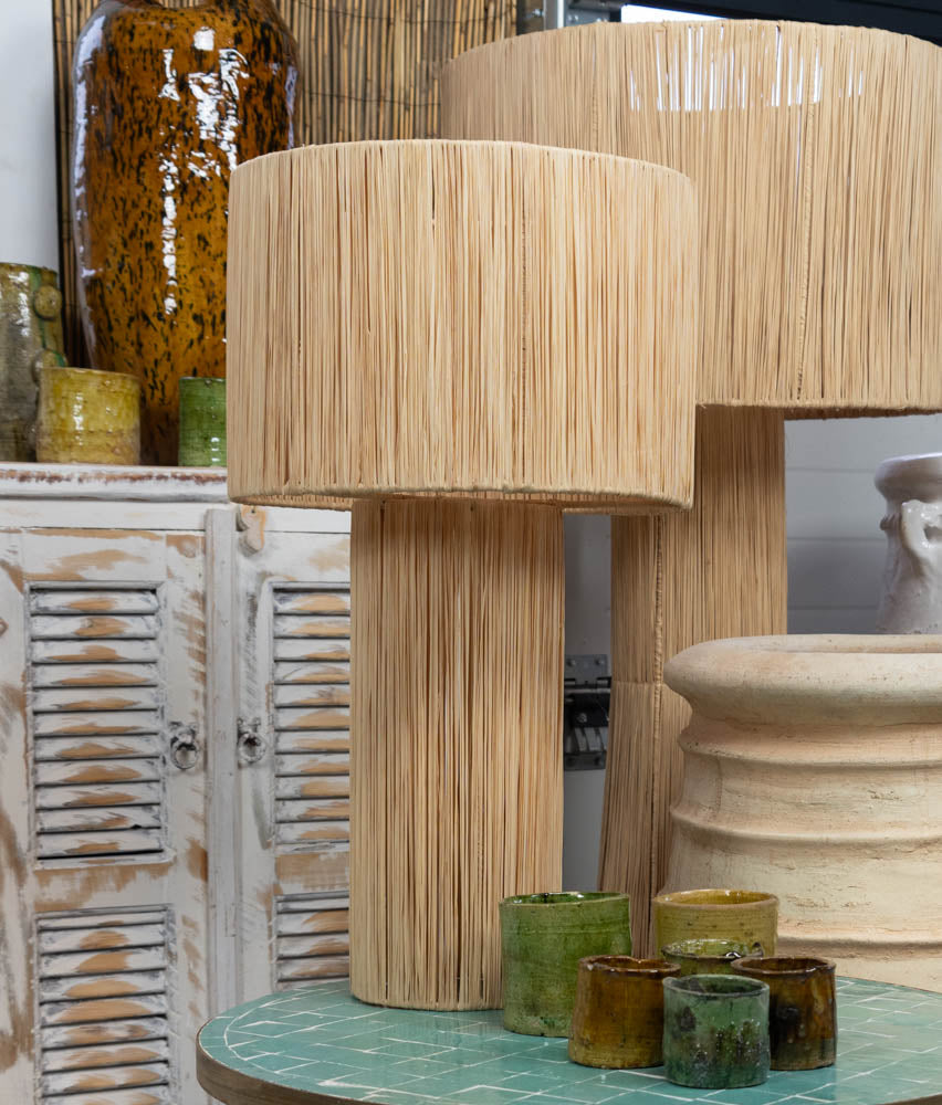 Grote Staande Schemerlamp van Raffia – Bohemian Ibiza Stijl 60 cm