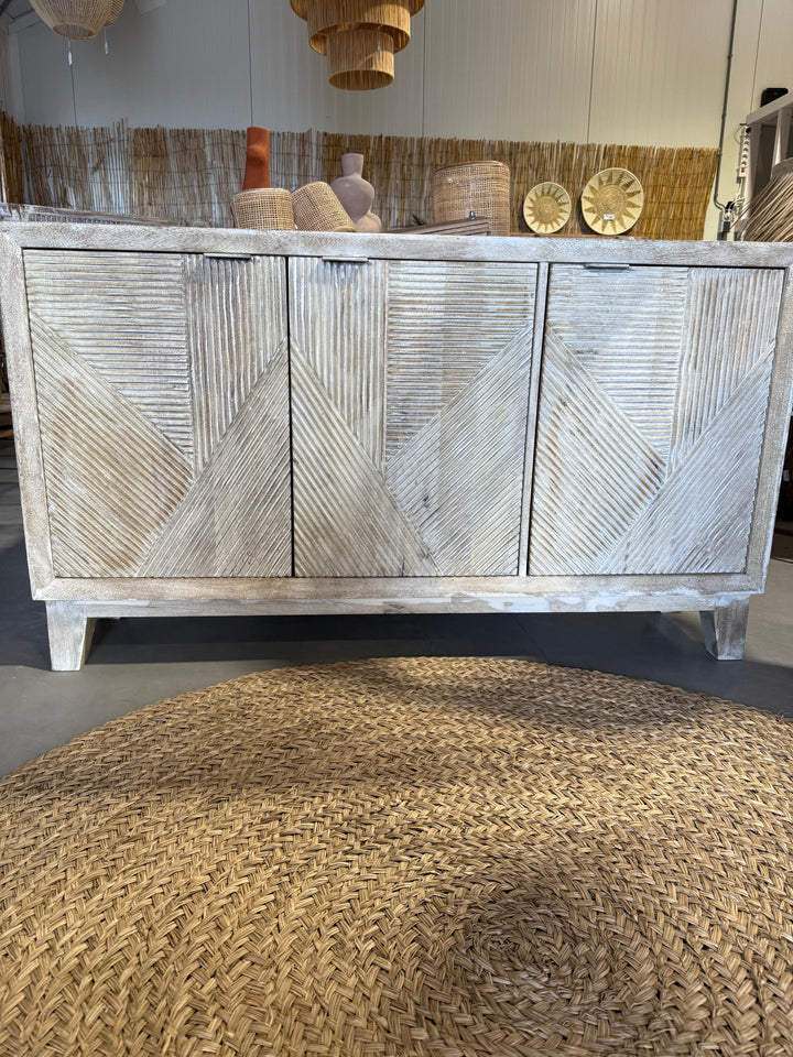 Dressoir white wash drie deurs - 140x80x38 cm
