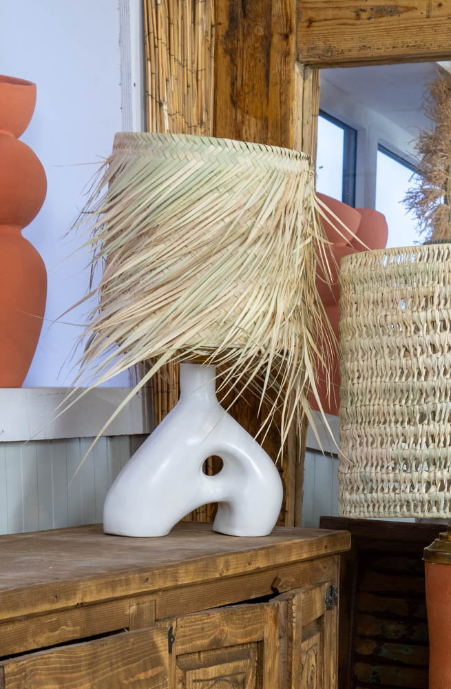 Design Schemerlamp van Keramiek met Kap – Oranje, Wit en Taupe