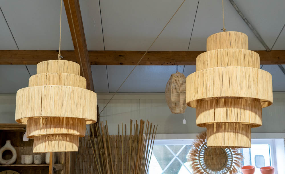 Hanglampen in Raffia - Ibiza-Bohemian Stijl