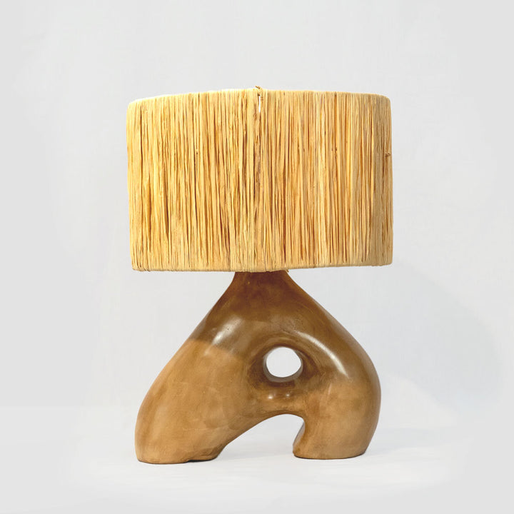 Design Schemerlamp van Keramiek met Kap – Oranje, Wit en Taupe