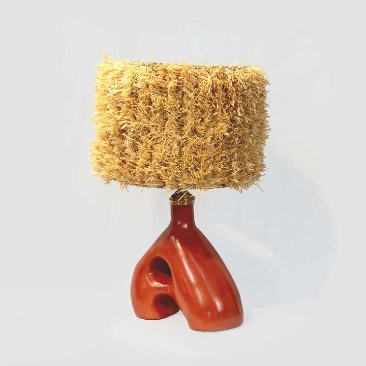 Design Schemerlamp van Keramiek met Kap – Oranje, Wit en Taupe